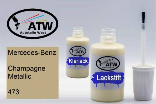 Mercedes-Benz, Champagne Metallic, 473: 20ml Lackstift + 20ml Klarlack - Set, von ATW Autoteile West.